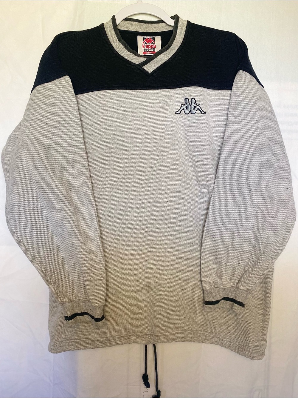 Kappa Men’s Colorblock Fleece V-Neck Pullover Sweatshirt Drawstring Hem Large